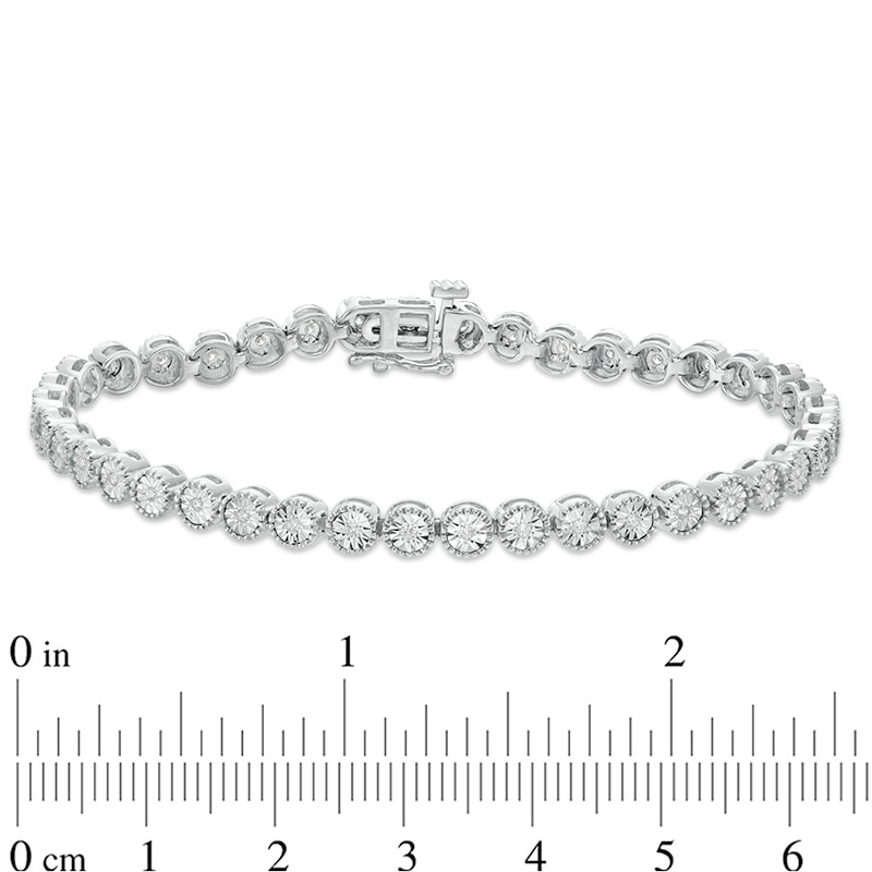 Main Image 3 of Previously Owned - 0.25 CT. T.W. Diamond Vintage-Style Tennis Bracelet in Sterling Silver