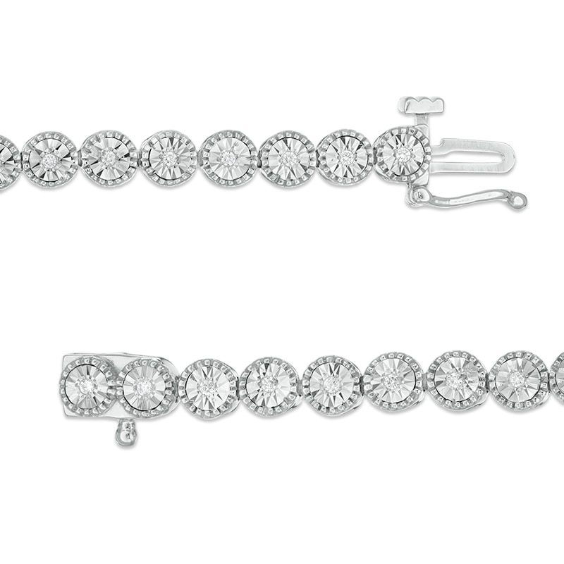 Main Image 4 of Previously Owned - 0.25 CT. T.W. Diamond Vintage-Style Tennis Bracelet in Sterling Silver