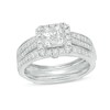 Thumbnail Image 1 of Previously Owned - 0.75 CT. T.W. Quad Princess-Cut Diamond Frame Vintage-Style Bridal Set in 10K White Gold