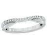 Previously Owned - 0.10 CT. T.W. Diamond Twist Contour Wedding Band in 14K White Gold