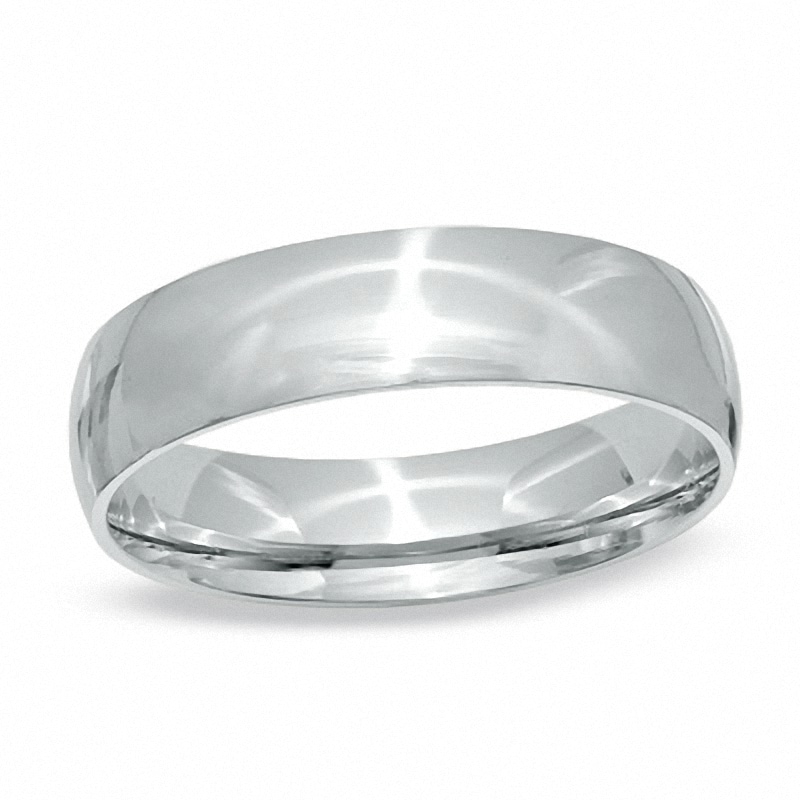 Previously Owned Men's 5.0mm Comfort Fit 14K White Gold Wedding Band|Peoples Jewellers