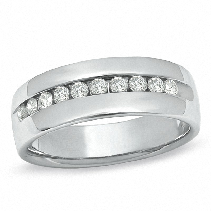 Previously Owned - 0.50 CT. T.W. Channel Set Diamond Wedding Band in 14K White Gold