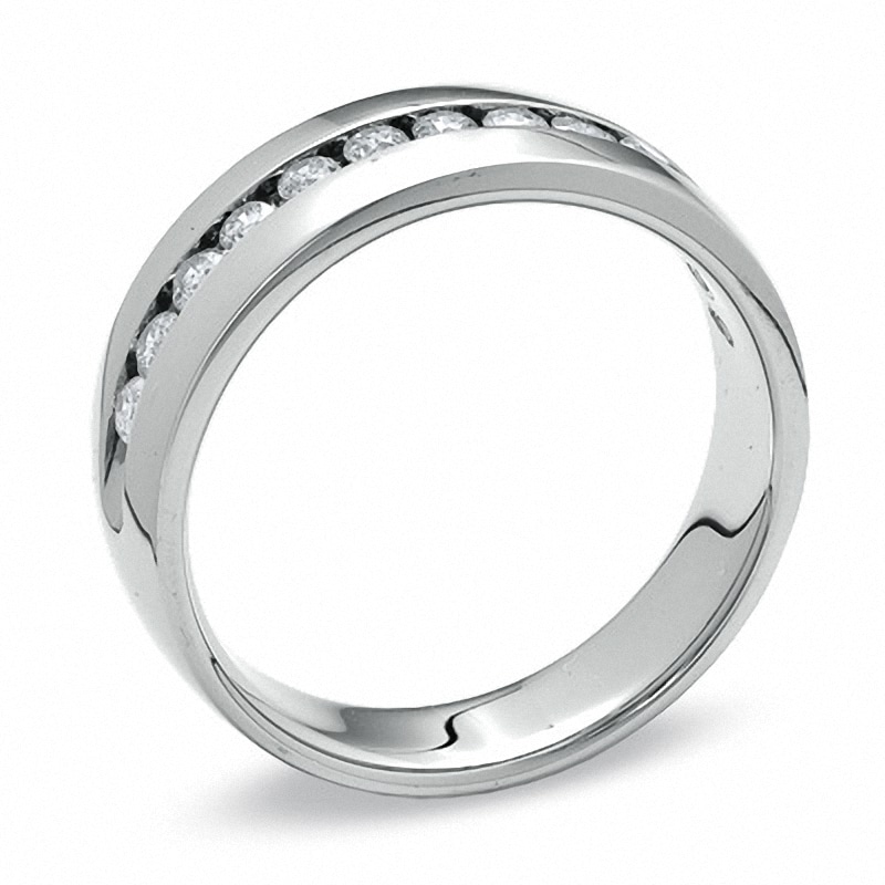 Previously Owned - Men's 0.50 CT. T.W. Channel Set Diamond Wedding Band in 14K White Gold