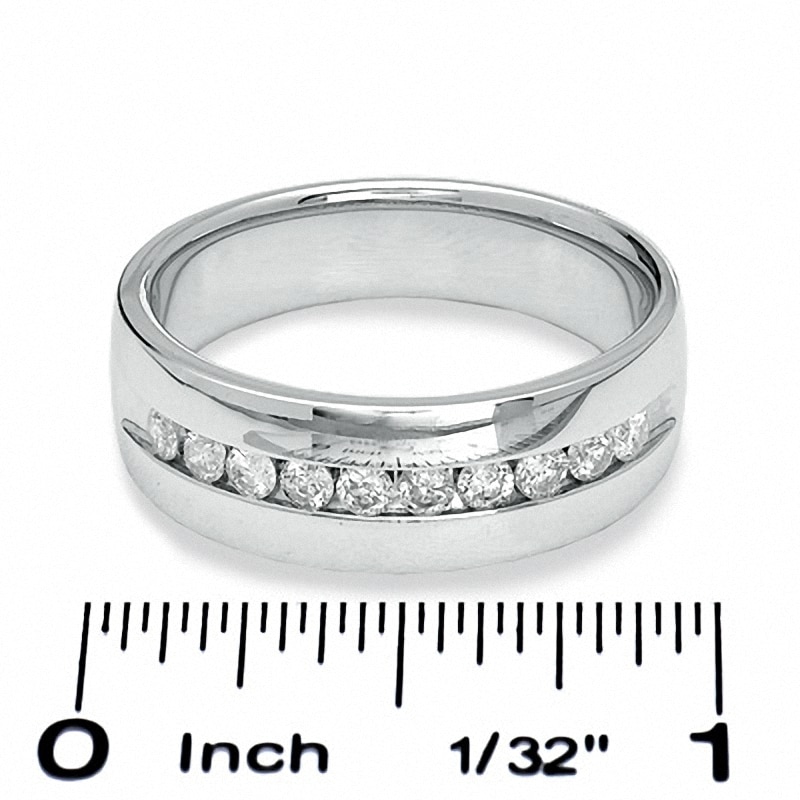 Previously Owned - Men's 0.50 CT. T.W. Channel Set Diamond Wedding Band in 14K White Gold