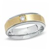 Thumbnail Image 1 of Previously Owned - Diamond Solitaire Accent Wedding Band in 10K Two-Tone Gold