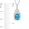 Thumbnail Image 3 of Previously Owned - Blue Topaz and Lab-Created White Sapphire Buckle Frame Pendant and Ring Set in Sterling Silver