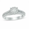 Thumbnail Image 1 of Previously Owned - 0.75 CT. T.W. Diamond Frame Split Shank Engagement Ring in 14K White Gold
