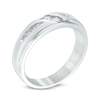 Thumbnail Image 2 of Previously Owned - Ever Us™ Men's 0.25 CT. T.W. Two Stone Diamond Satin Slant Band in 14K White Gold