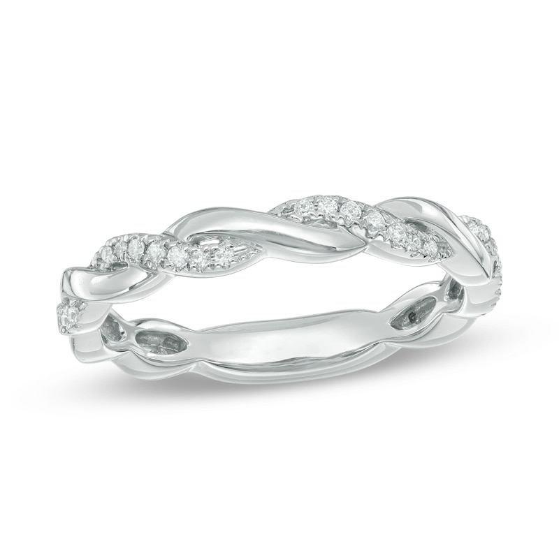 Previously Owned - 0.12 CT. T.W. Diamond Twist Band in 10K White Gold|Peoples Jewellers