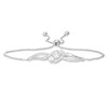 Thumbnail Image 1 of Previously Owned - Lab-Created White Sapphire Three Stone Bolo Bracelet in Sterling Silver - 9.5"
