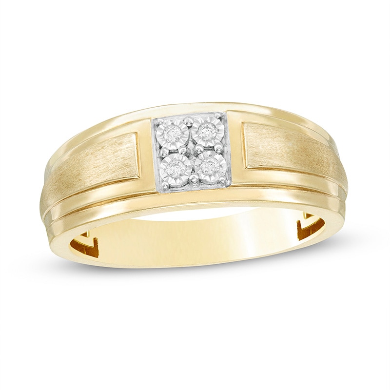 Previously Owned - Men's 0.04 CT. T.W. Quad Diamond Anniversary Band in 10K Gold