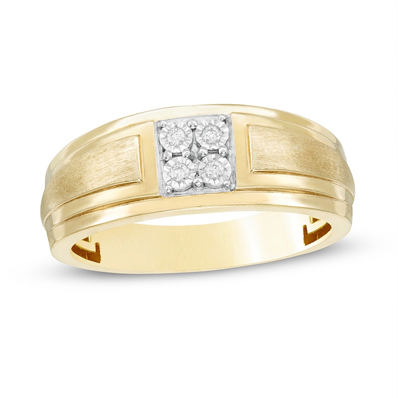 Previously Owned - Men's 0.04 CT. T.W. Quad Diamond Anniversary Band in 10K Gold|Peoples Jewellers