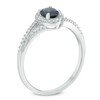 Previously Owned - Oval Blue Sapphire and 0.17 CT. T.W. Diamond Frame Split Shank Ring in 10K White Gold