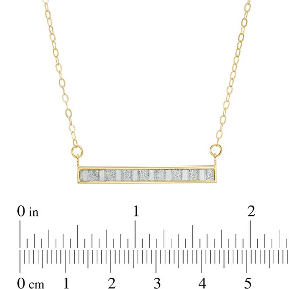 Previously Owned - Glitter Enamel Striped Sideways Bar Necklace in 14K Gold