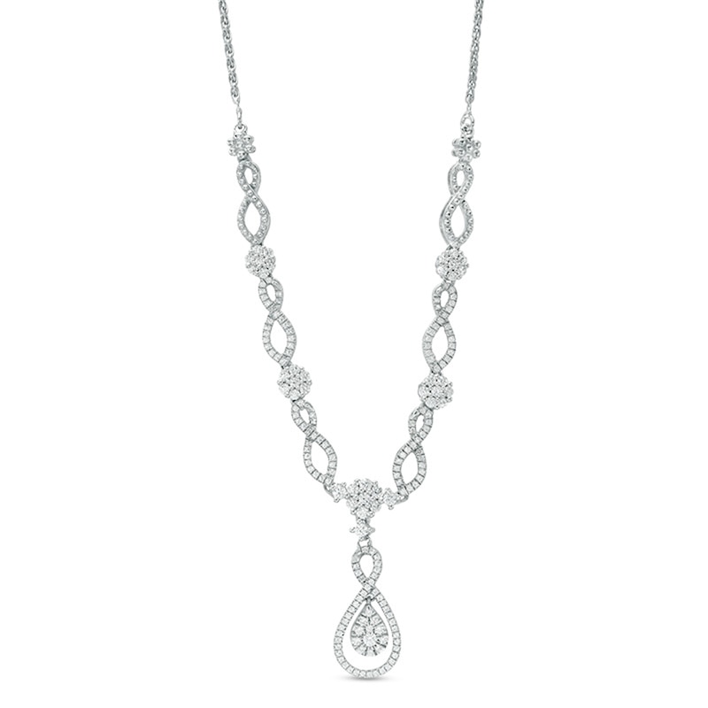 Main Image 1 of Previously Owned - 1.00 CT. T.W. Composite Diamond Teardrop Infinity Necklace in 10K White Gold - 17"