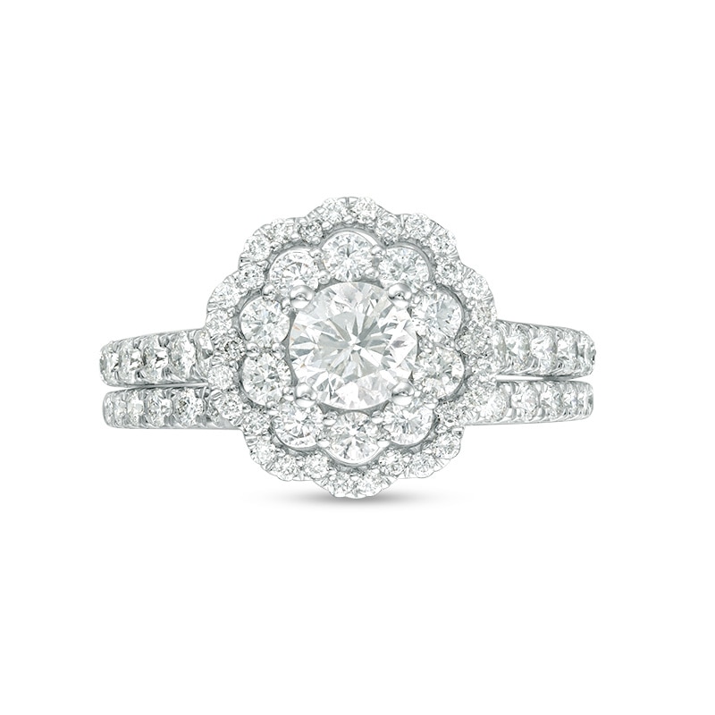 Previously Owned - Peoples 100-Year Anniversary Limited Edition 1.50 CT. T.W. Diamond Bridal Set in 14K White Gold
