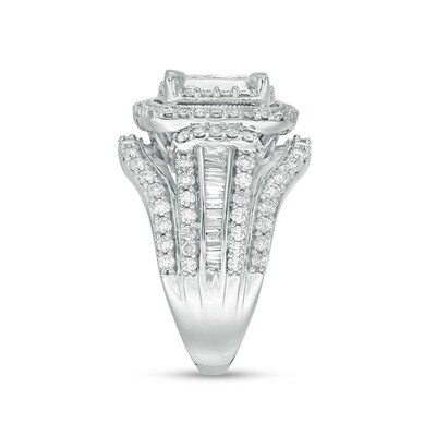 Previously Owned - 2.00 CT. T.W. Princess-Cut Composite Diamond Double Frame Engagement Ring in 10K White Gold