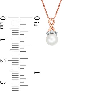 Previously Owned-6.0mm Freshwater Cultured Pearl and Diamond Accent Loop Pendant in 10K Rose Gold