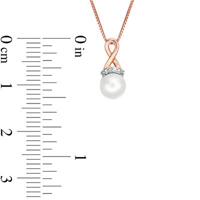 Previously Owned-6.0mm Freshwater Cultured Pearl and Diamond Accent Loop Pendant in 10K Rose Gold