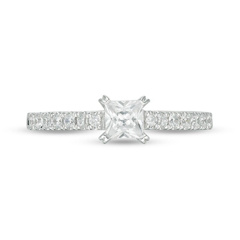 Previously Owned - Adrianna Papell 0.70 CT. T.W. Princess-Cut Diamond Ribbon Engagement Ring in 14K Two-Tone Gold (F/I1)