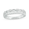 Thumbnail Image 0 of Previously Owned - 0.24 CT. T.W. Diamond Alternating Marquise Link Vintage-Style Stacked Ring in 10K White Gold