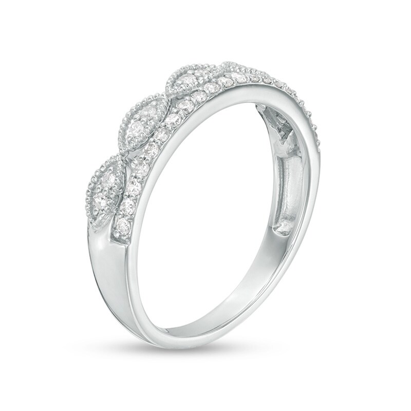 Main Image 3 of Previously Owned - 0.24 CT. T.W. Diamond Marquise Vintage-Style Stacked Ring in 10K White Gold