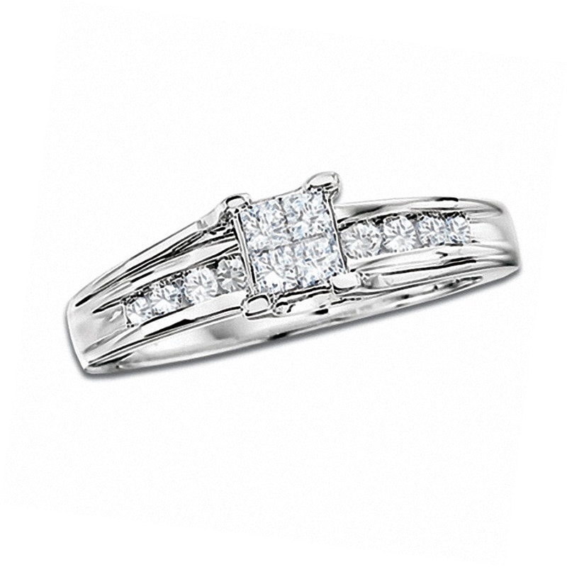 Previously Owned - 0.50 CT. T.W. Quad Princess Diamond Ring in 14K White Gold