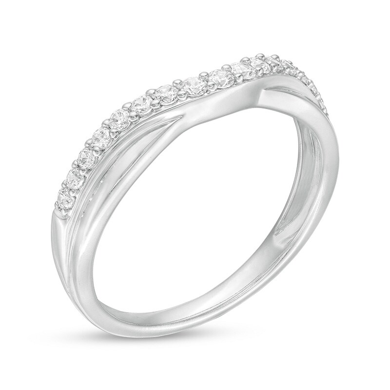 Main Image 3 of Previously Owned - 0.25 CT. T.W. Diamond Twist Contour Band in 14K White Gold