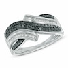 Thumbnail Image 0 of Previously Owned - 0.50 CT. T.W. Enhanced Black and White Diamond Layered Bypass Ring in Sterling Silver