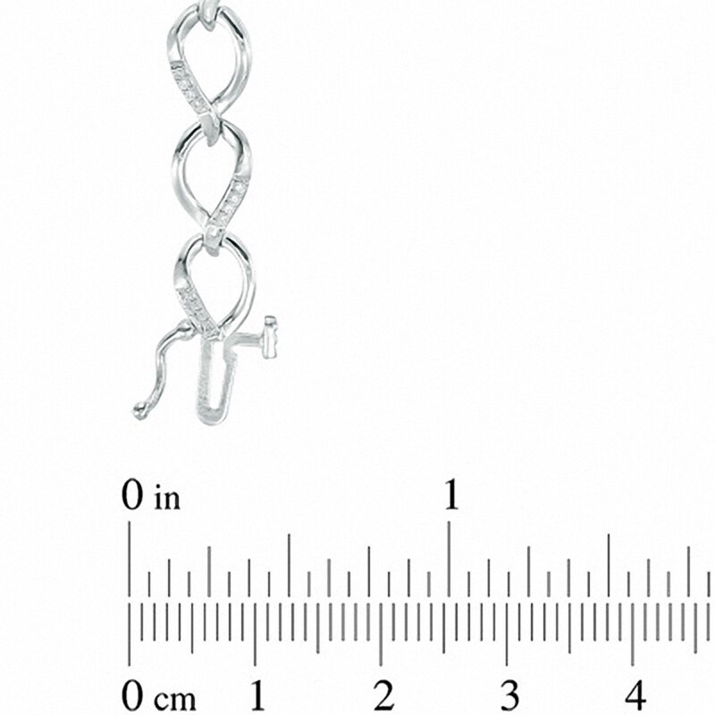 Main Image 2 of Previously Owned - 0.25 CT. T.W. Diamond Flame Link Bracelet in 10K White Gold