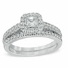 Thumbnail Image 0 of Previously Owned - 1.00 CT. T.W. Princess-Cut Diamond Frame Bridal Set in 14K White Gold