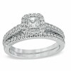 Thumbnail Image 1 of Previously Owned - 1.00 CT. T.W. Princess-Cut Diamond Frame Bridal Set in 14K White Gold