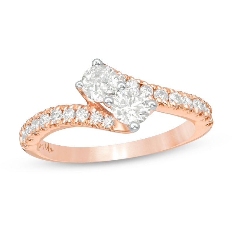 Previously Owned - Ever Us™ 1.00 CT. T.W. Two-Stone Diamond Bypass Ring in 14K Rose Gold