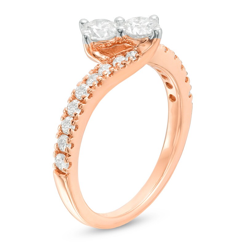 Previously Owned - Ever Us™ 1.00 CT. T.W. Two-Stone Diamond Bypass Ring in 14K Rose Gold