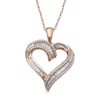 Thumbnail Image 0 of Previously Owned - 0.25 CT. T.W. Baguette and Round Diamond Heart Pendant in 10K Rose Gold