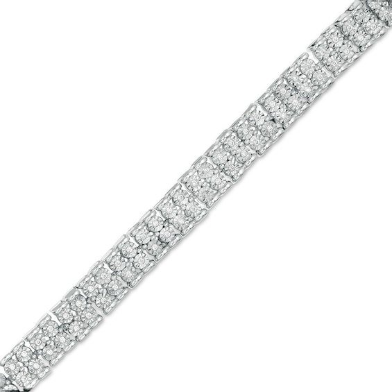 Previously Owned - 0.50 CT. T.W. Diamond Two Row Bracelet in Sterling Silver - 7.5"