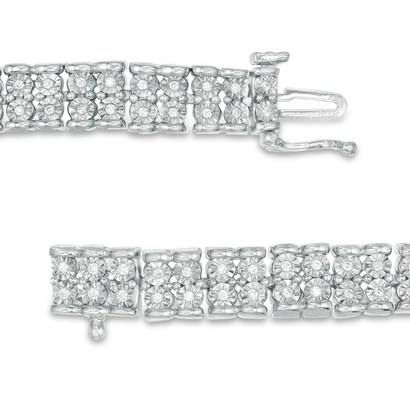 Main Image 2 of Previously Owned - 0.50 CT. T.W. Diamond Two Row Bracelet in Sterling Silver - 7.5"