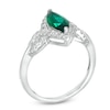 Thumbnail Image 1 of Previously Owned - Marquise Lab-Created Emerald and White Sapphire Frame Ring in 10K White Gold