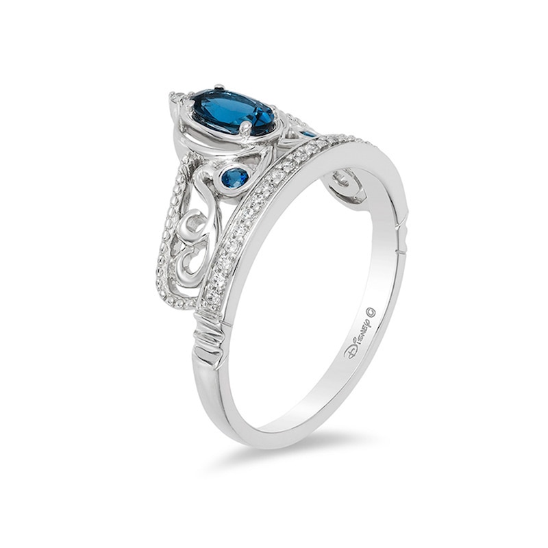 Previously Owned - Enchanted Disney Cinderella London Blue Topaz and 0.085 CT. T.W. Diamond Ring in Sterling Silver