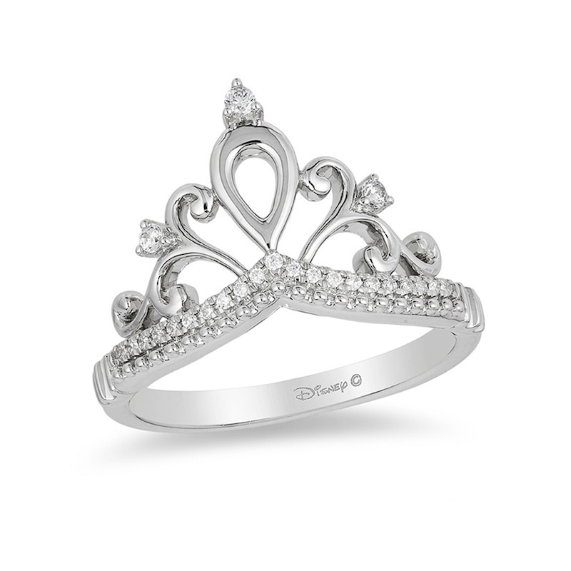 Previously Owned - Enchanted Disney Princess 0.085 CT. T.W. Diamond Tiara Ring in Sterling Silver