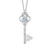 Previously Owned - Enchanted Disney Elsa 5.0mm Aquamarine and 0.085 CT. T.W. Diamond Pendant in Sterling Silver - 19"