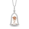 Previously Owned - Enchanted Disney Belle 0.18 CT. T.W. Diamond Rose Pendant in Sterling Silver and 10K Rose Gold - 19"