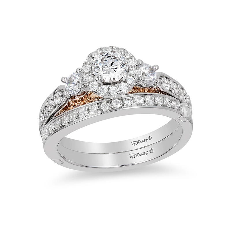 Previously Owned - Enchanted Disney Jasmine 1.04 CT. T.W. Diamond Three Stone Engagement Ring in 14K White Gold