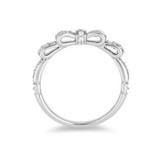 Previously Owned - Enchanted Disney Snow White 0.23 CT. T.W. Diamond Bow Wedding Band in 14K White Gold