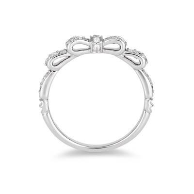 Previously Owned - Enchanted Disney Snow White 0.23 CT. T.W. Diamond Bow Wedding Band in 14K White Gold