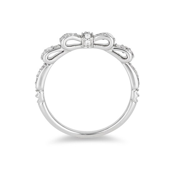 Previously Owned - Enchanted Disney Snow White 0.23 CT. T.W. Diamond Bow Wedding Band in 14K White Gold