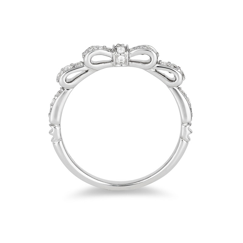 Previously Owned - Enchanted Disney Snow White 0.23 CT. T.W. Diamond Bow Wedding Band in 14K White Gold