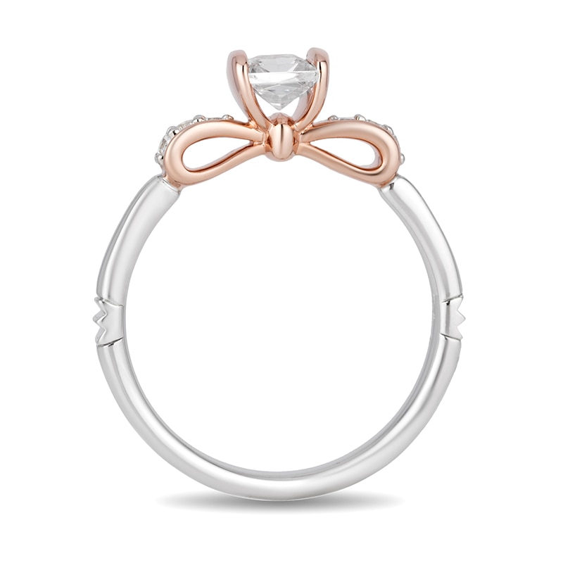 Main Image 3 of Previously Owned - Enchanted Disney Snow White 0.50 CT. T.W. Princess-Cut Diamond Engagement Ring in 14K Two-Tone Gold