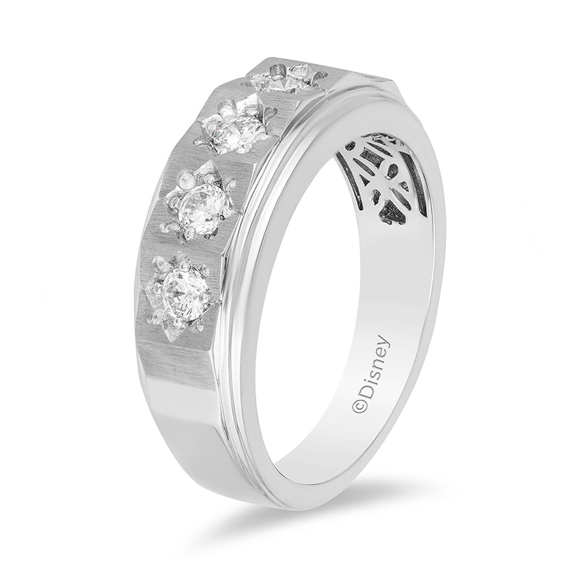 Previously Owned - Enchanted Disney Men's 0.50 CT. T.W. Diamond Five Stone Crown Wedding Band in 14K White Gold