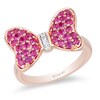 Thumbnail Image 0 of Previously Owned - Mickey Mouse & Minnie Mouse Garnet and Diamond Accent Bow Ring in 10K Rose Gold